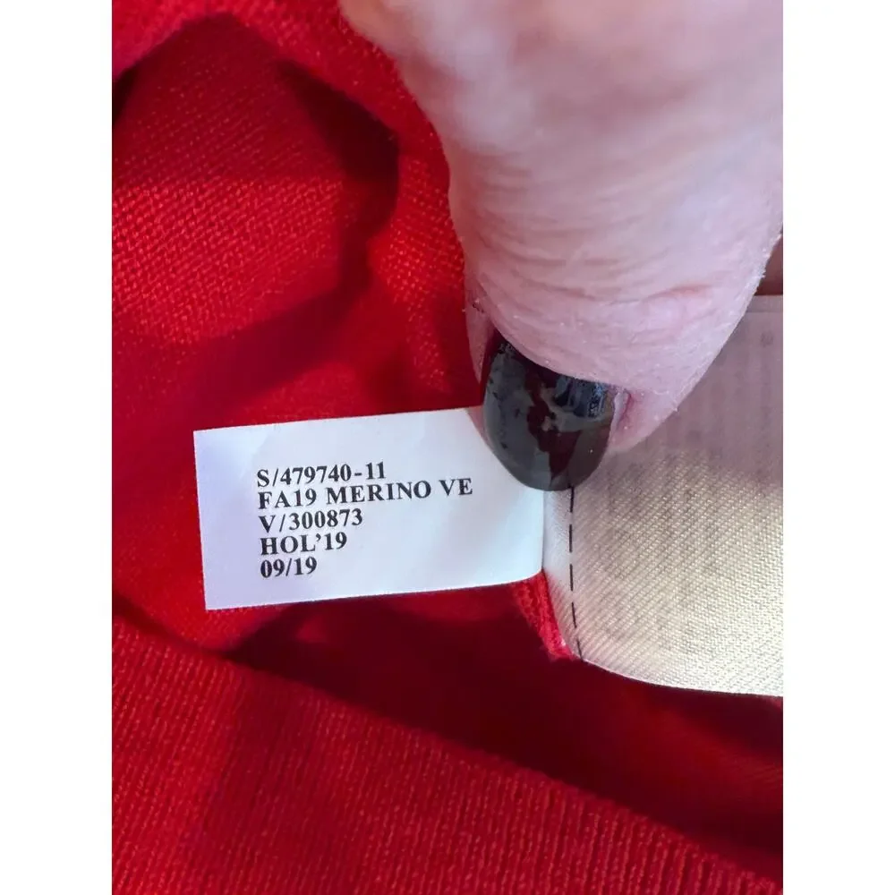 Banana Republic 100% Merino Wool Red Crewneck Pullover Sweater M Preppy